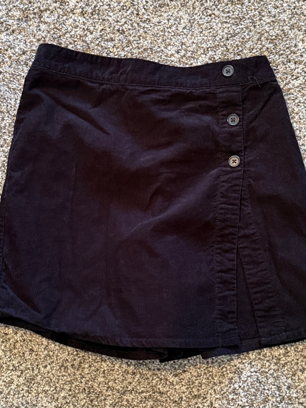 Evsie size large girls black corduroy school dress mini skort skirt short button